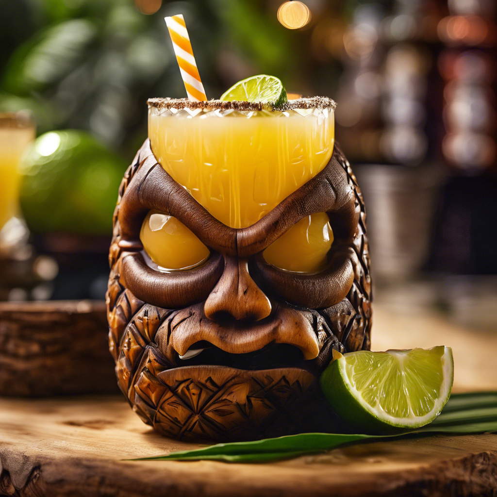 Eksotisk Mastodon-cocktail serveret i ananasskål