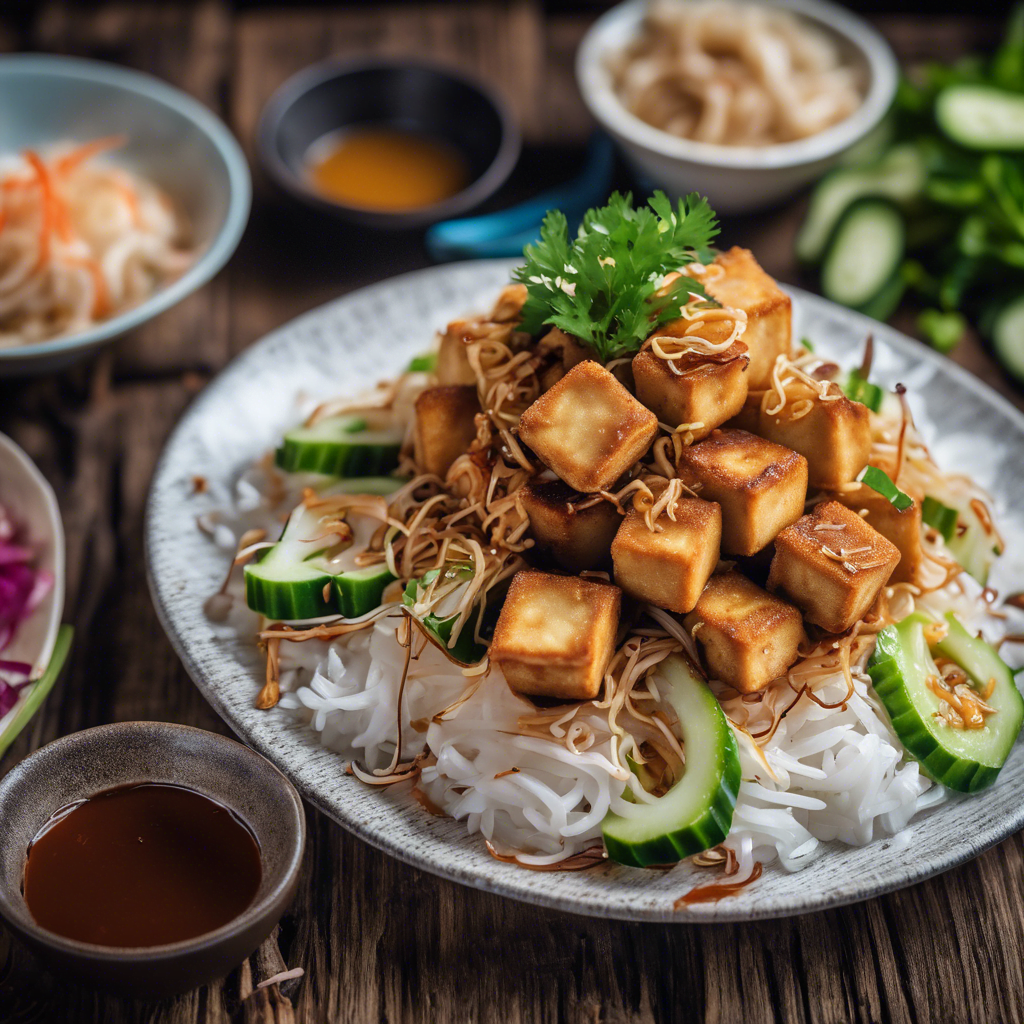 Indonesisk gaderet ketoprak: Tofusalat med jordnøddesauce